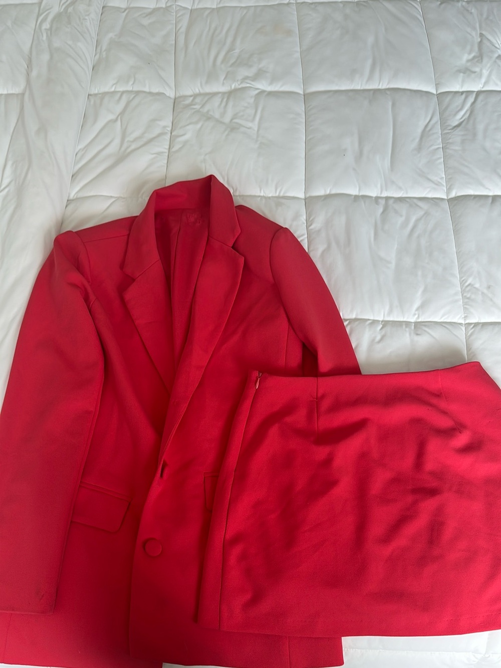 Red Women's Blazer and Skirt Set